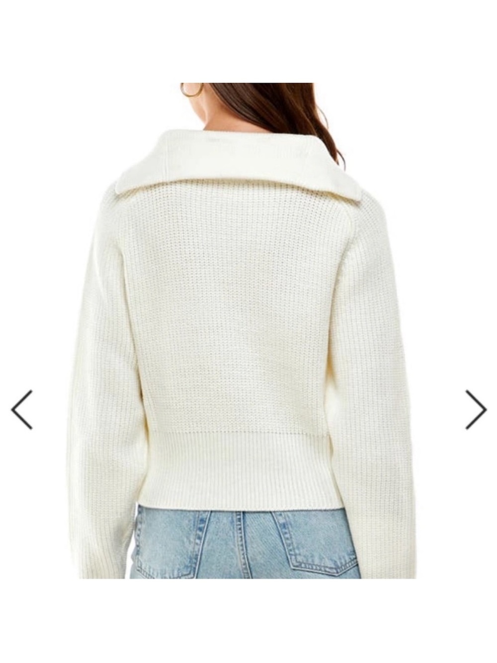 WAYF Nelle Half-Zip‎ Pullover Sweater Cream Large - Picture 2 of 2